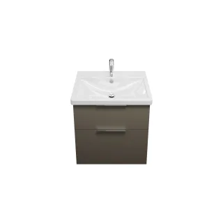 Burgbad Keramik Waschtisch-Set Eqio Grau Hochglanz/Alpinweiss, SEYQ063F2010C0001 SEYQ063F2010C0001