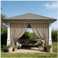Lapalife Vorhang Vorhänge mit Ösen 100% Verdunkelnd, Wasserdicht Winddicht Gardinen, 254cm Extra Breit, Leinenoptik, Metallösen Oben & Unten, für Terrasse