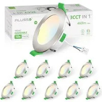 ALUSSO LED Einbaustrahler 10er-Set, 230 V, 68-78 mm, Dimmbar, 5 W, ultraflach, 460 Lm, Warmweiß 3000 K, Neutralweiß 4000 K, Kaltweiß 6500 K, Nickel