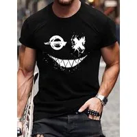 RMK T-Shirt Herren Shirt Top Sommer Basic Rundhals Smiley Smile