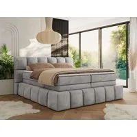 MKS MÖBEL Boxspringbett NIRA KING (Doppelbett-Set mit Topper & Bettkasten, 7-Zonen-Taschenfederkern, Härte H3/H4 wählbar, Topper 5 cm), breites, weiches Kopfteil, Komfortliegehöhe, robuste Ausführung