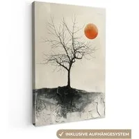 OneMillionCanvasses® Leinwandbild Baum - Sonne - Modern - Landschaft, Fotodruck (1 St), Leinwand Canvas Wandbild, Wanddekoration 20x30 cm