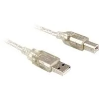 USB 2.0 Kabel, USB-A Stecker > USB-B Stecker transparent, 0,5 Meter
