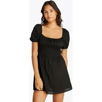 Tommy Jeans Babydollkleid TJW COTTON VOILE MINI DRESS EXT in Mini-Länge, mit Raffungen