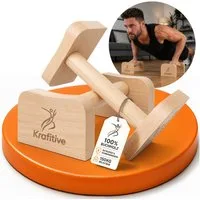 Krafitive Liegestützgriffe Parallettes aus Holz Push Up Bars Handstand Stützen (2-teilig), Massives Buchenholz, belastbar bis 150kg, ergonomisch & rutschfest.