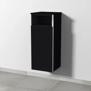 Sanipa 3way Mittelschrank mit 1 Tür und 1 offenem Fach, Schwarz-Matt, BS13208 BS13208