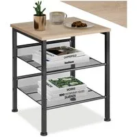 tectake Beistelltisch Schlafzimmertisch, 40,5 x 40 x 50,5 cm, Ablage & 2 Gitterablagen (Couchtisch Industrial Style Lincoln, 1-St., in Industrial Holz hell, Eiche Sonoma), Industrial Style, Holz und Stahl, höhenverstellbare Kunststofffüße