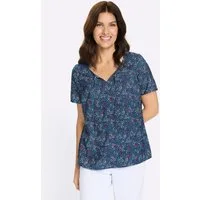 Sieh an! Klassische Bluse Druck-Bluse Kurzarm