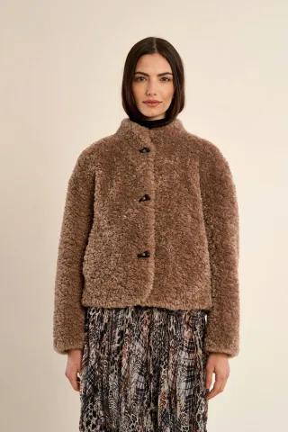 molly bracken - Teddy-Jacke mit Knöpfen braun - Gr. - S