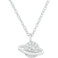 ALEXANDER YORK Kette mit Anhänger SATURN mit Zirkonia, 2-tlg. (Kette mit Anhänger), 925 Sterling Silber, Silberschmuck