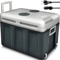 tillvex Kühlbox elektrisch 40L mit Rollen Mini-Kühlschrank, 230 V und 12 V für KFZ Auto Camping, kühlt & wärmt, ECO-Modus