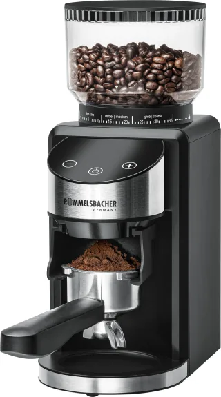 Rommelsbacher Kaffeemühle "EKM 400" 200 W Kegelmahlwerk 220 gBohnenbehälter mit Kegelmahlwerk, Antistatik-Funktion, 35 Mahlgrade