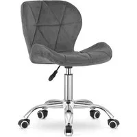 Home Collective Drehstuhl Schreibtischstuhl mit pneumatischer Verstellung (Perfekt für Kinderzimmer, Home Office und Studio), Samt mit Chromfuß und Gummirädern - grau Samt
