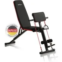 DH FitLife Hantelbank klappbar verstellbar, (Modell 1 mit Curlbank und Beinstrecker, Schrägbank & Flachbank für Bankdrücken, Rückentrainer u. Bauchtrainer), Trainingsbank Fitnessbank multifunktional für Fitness u. Krafttraining