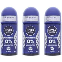 Nivea Deo-Roller 3 x NIVEA Men Protect & Care Deo Roll On je 50ml 0% Aluminium 48h