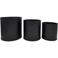 Meinposten Blumentopf Blumentopf Übertopf Pflanzenkübel 3er Set schwarz rund Metall (3er Set, 3 St), Das Set ist Wasserdicht geeignet für Innen- wie Außenbereich