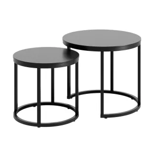 Home Collective Couchtisch, Schwarz, Holzwerkstoff, Rund, 50x42.5x50 cm, Wohnzimmer, Wohnzimmertische, Couchtische