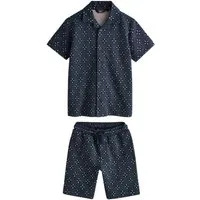 Next Shirt & Shorts Durchgeknöpftes Hemd mit Revers und Shorts im Set (2-tlg)