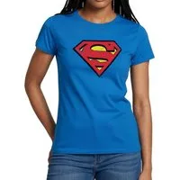 Spreadshirt T-Shirt DC Comics Superman Logo Used Look Karneval Frauen T-Shirt (1-tlg) Slim Fit, fällt klein aus