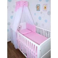 Primawela Babybettwäsche Baby Bettset -5-6 teiliges Set mit Chiffon Himmel Nestchen- BÄRCHEN, 6 teilig