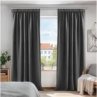 Deconovo Verdunkelungsvorhang Gardinen mit Kräuselband Blickdicht Vorhänge Wohnzimmer 2er Set, Vorhang Verdunkelung Vorhänge Kälteschutz Schlafzimmer Thermovorhang