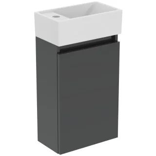 Ideal Standard Möbelpaket Eurovit+ HWB li. 37cm Weiss u.Schrank 36cm m.Tür Hgl. grau lackiert, R0570 R0570TI