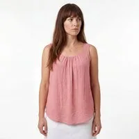 OriginalYou Trägertop Damen Sommer Top Leinenoptik blickdichtes Oberteil mit Innentop Größen von 36 bis 48, Unifarben, Rundhals