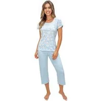 Donna Schlafanzug Margaret (Set, 2 tlg., 2-teilig) Damen Capri-Pyjama 2-teilig 3/4 Hose Kurzarm Baumwolle