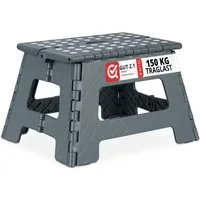 relaxdays Sitzhocker Klapphocker faltbar M (1 St), Dunkelgrau