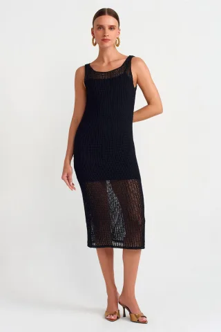 Ärmelloses geripptes Midikleid
