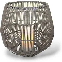 Arnusa LED Solarleuchte Laterne Rattan Solarlampe Gartenlampe mit LED Kerze Solarkerze, Dämmerungssensor, LED fest integriert, warmweiß, für den Innen- und Außenbereich mit Dämmerungssensor