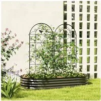 Outsunny Rankhilfe 2er Set, rostfrei, mit Vogeldesign, 50x120 cm Spalier für Zimmerpflanzen, 2 St., Rankgitter Metall, für Tomaten Blumen Kletterpflanzen Schwarz