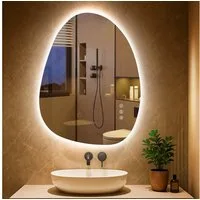 PESENXAN Badspiegel LED Badezimmerspiegel, Asymmetrischer LED-Spiegel, mit Memory-Funktion (1-St), 3 Lichtfarbe, Beschlagfrei, Dimmbar, 65x50cm
