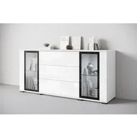 Home affaire Sideboard modernes Design mit Glaseinsätzen und 3 Schubladen, Breite 150 cm (1 St), Grifflose Fronten mit Push-to-Open, höhenverstellbare Einlegeböden
