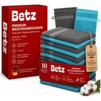 Betz Waschhandschuh 10 Stück Premium 16x21 cm Farbe anthrazit und türkis, (10-St)