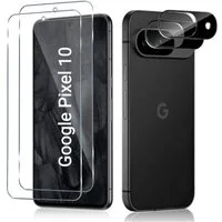 CLM-Tech Displayschutzglas 2X für Google Pixel 10 6,3 Zoll, Panzerfolie 2X Kameraschutz 4er Set Kameraglas Panzerglas 9H Glas Folie, 4 Stück, Anti-Fingerabdruck und blasenfreie Anbringung