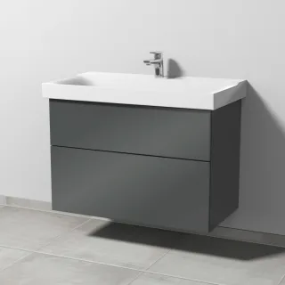 Sanipa 3way Waschtischunterbau zu Geberit Xeno2 Waschtisch mit 2 Auszügen, Anthrazit-Glanz SF66179
