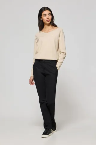 Chinohose May schwarz mit minimalistischer Polo Club Stickerei auf der Tasche