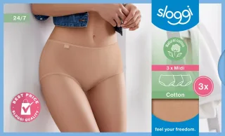 sloggi - sloggi 24/7 Cotton Midi C3P brush - Gr. - 44