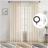 Jibenhome Gardine Plissee-Vorhänge, halbtransparent für Wohnzimmer, 2 Stück, Lichtfilternde Fenstervorhänge Kräuselband mit Quetschfalten