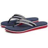 Tommy Hilfiger TH WEBBING SUMMER SANDAL Zehentrenner Sommerschuh, Strandschuh, Dianette mit Streifen und Logoschriftzug