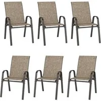 PHI VILLA Gartenstuhl (Gartensessel Stapelstühle Hochlehner, E-Lackierung Metallgestell für Hinterhof Veranda Terrasse Poolbereich, 6 St), 2er Set - 4er Set - 6er Set Wetterfest Terrassenstühle