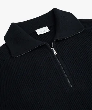 Profuomo - Navy Heavy Wolle Half-Zip Navy - Gr. - XL