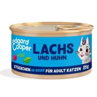 Edgard & Cooper Nassfutter Katze Adult Stückchen in Soße Lachs und Huhn 72x85 g
