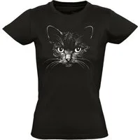 Baddery Print-Shirt Damen T-Shirt: "Katze" - Cat Kätzchen Miau Mieze, hochwertiger Siebdruck, aus Baumwolle