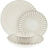 Almina Geschirr-Set Bloomy 24-teilig aus hochwertigem Porzellan für 6 Personen (24-tlg), 6 Personen, Porzellan, 24-teilig, für 6 Personen