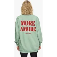 Worldclassca Sweatshirt Worldclassca Oversized Sweatshirt MORE AMORE Print Langarm Pullover Neue Kollektion - Stilvolle und gemütliche Casual Mode für Damen