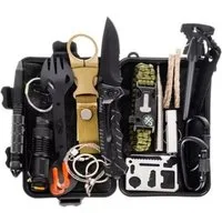 Trizand Taschenmesser Ausrüstungsset 32-teilig mit Werkzeugen im wasserabweisend Koffer, (Outdoor-Notfall Ausrüstungsset 32-teilig mit Koffer für Camping & Touren, 32 St., 32-teiliges Outdoor-Notfallset Werkzeugen, Zubehör Transportkoffer), 32-teilig