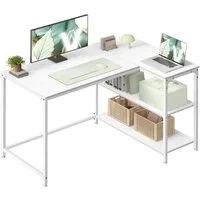 VASAGLE Schreibtisch Eckschreibtisch in L-Form, Computertisch mit Stauraum, Bürotisch, höhenverstellbare Ablage, für Homeoffice, 110/120 cm