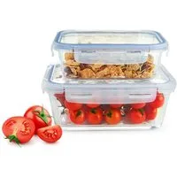 Sendez Frischhaltedose 1,5L+1000ml Glas Lunchbox Vorratsdosen, Glas
